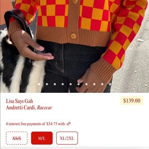 Lisa Says Gah Andretti Cardigan, Racecar, M/L